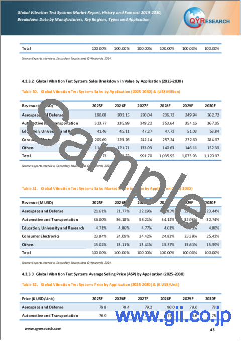 サンプル2：振動試験システムの世界市場：実績と予測（2019年～2030年）