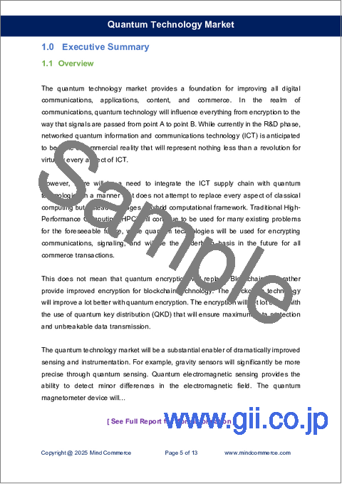 サンプル1:量子技術市場 (2025~2035年):コンピューティング・通信・イメージング・セキュリティ・センシング・モデリング・シミュレーション
