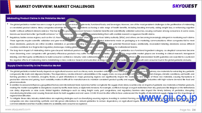 サンプル1:プレバイオティクス市場規模、シェア、成長分析:成分別、用途別、地域別 - 産業予測 2025~2032年