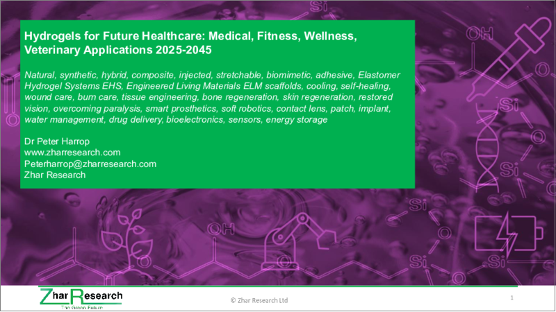 表紙:未来のヘルスケアに向けたハイドロゲル:医療・フィットネス・ウェルネス・動物医療用途 (2025~2045年)