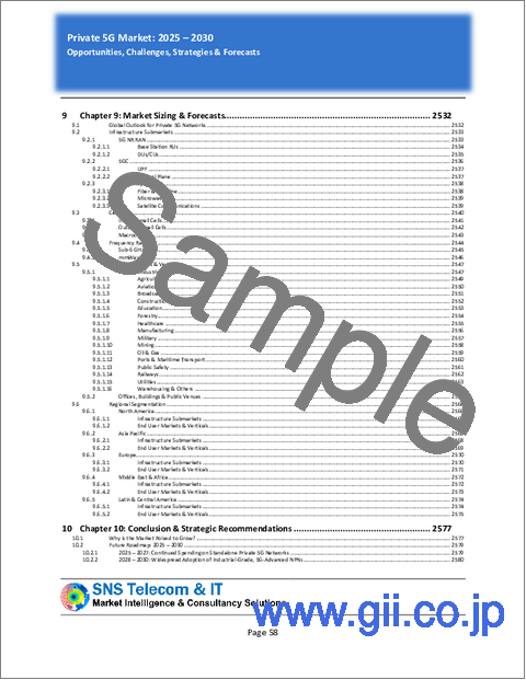 サンプル1:プライベート5Gの世界市場(2025年~2030年)- 機会、課題、戦略、予測