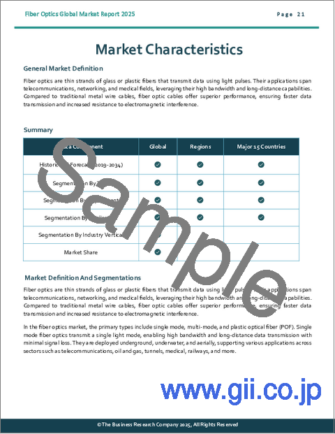 サンプル1:光ファイバーの世界市場レポート 2025年